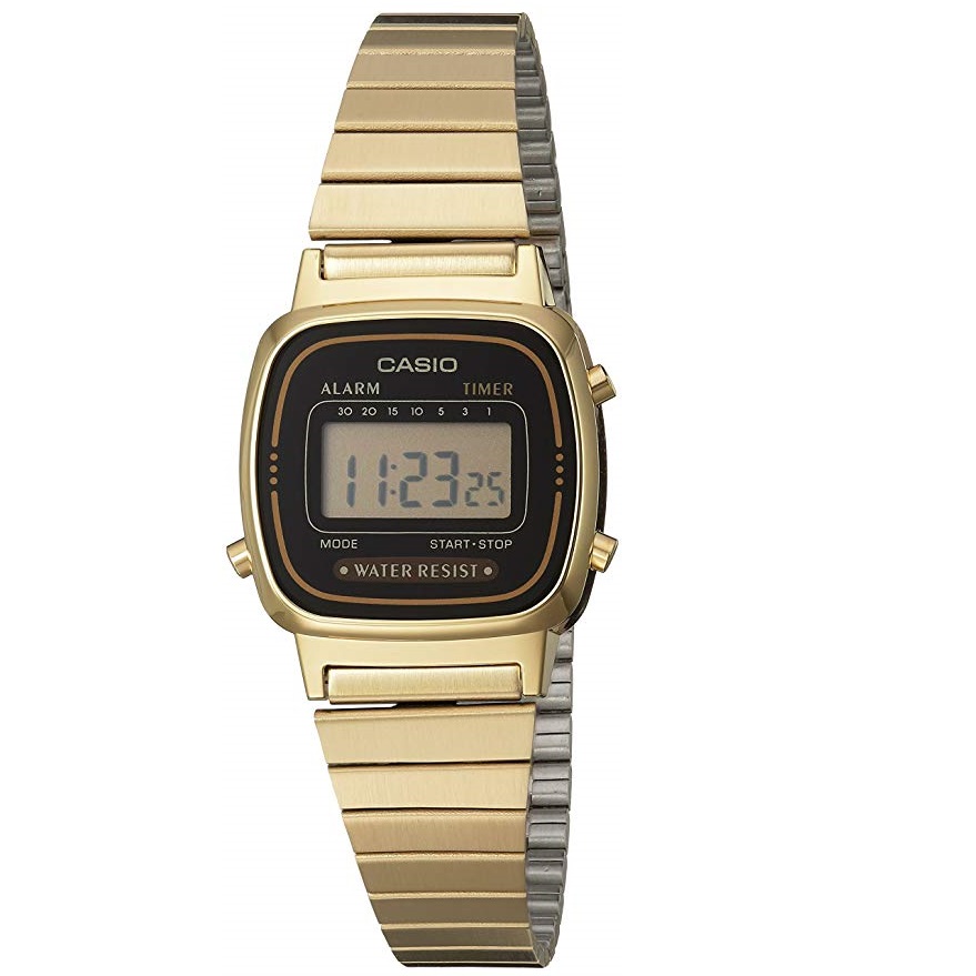 Casio Women's Vintage LA670WGA-1DF Daily Alarm Digital Gold-tone Watch