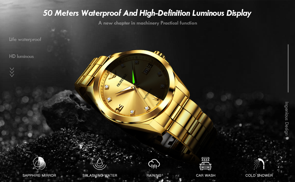 Luminous Hands, 50m Water Resistance