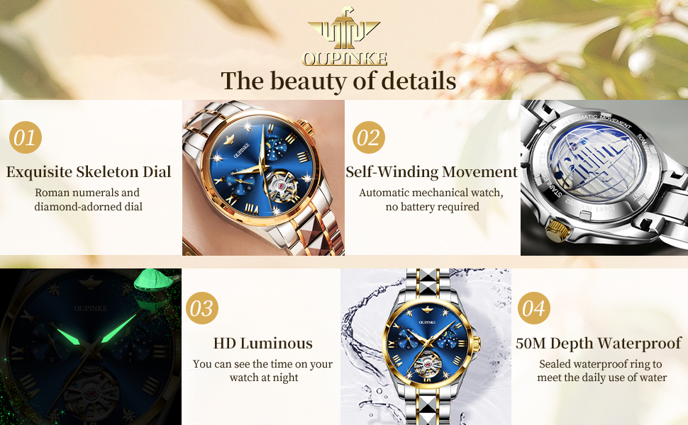 OUPINKE Mechanical Watches for Women